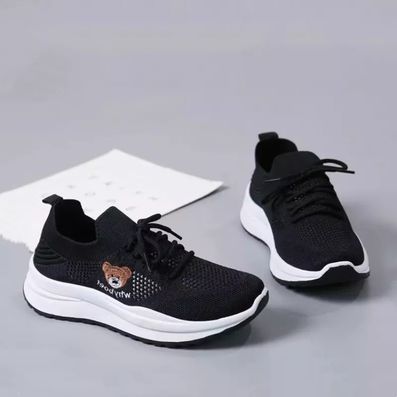 Sepatu Sneakers Wanita Casual Sepatu Running Cewek Teddy bear - X-2