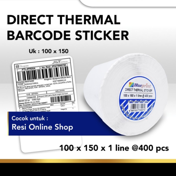 

Direct Thermal Sticker / Label Stiker Blueprint 100X150 Mm Isi 400 Pcs #Original