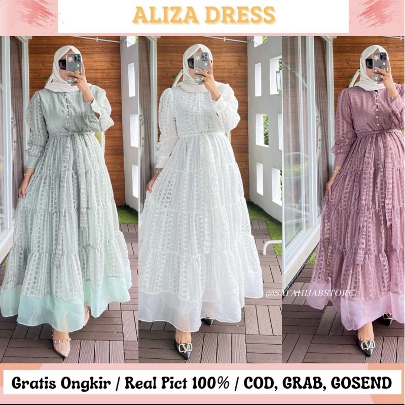 ALIZA DRESS /DRESS KONDANGAN/ GAMIS PESTA SAGE GREEN