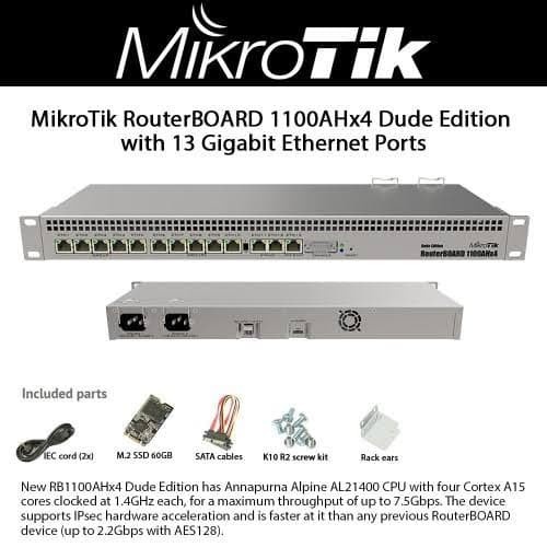 Mikrotik RB1100Dx4 1U Rackmount Dude Edition