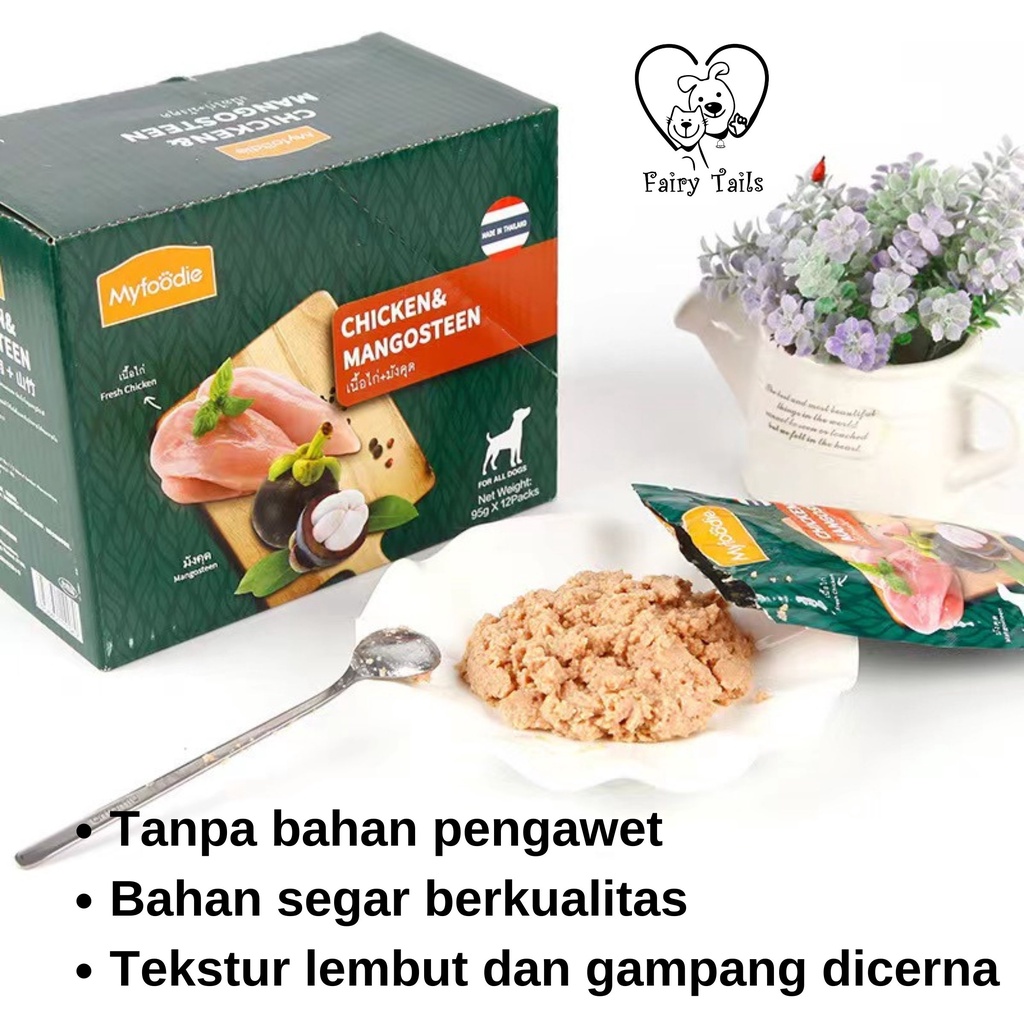 Makanan Basah Untuk Anjing Pattaya Series Dengan Daging Asli Premium dan Buah Segar Kemasan Kantong Pouch (MyFoodie) | Pengganti Makanan Hewan Kaleng Anjing | MyFoodie Dog Wet Food with Real Meat Cube and Fresh Fruits