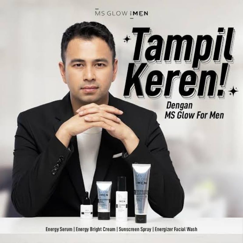 Ms Glow For Men Complit isi 4, Serum, Facial Wash Ms Glow Men Paket Basic, Sunscreen MsGlow Skincare