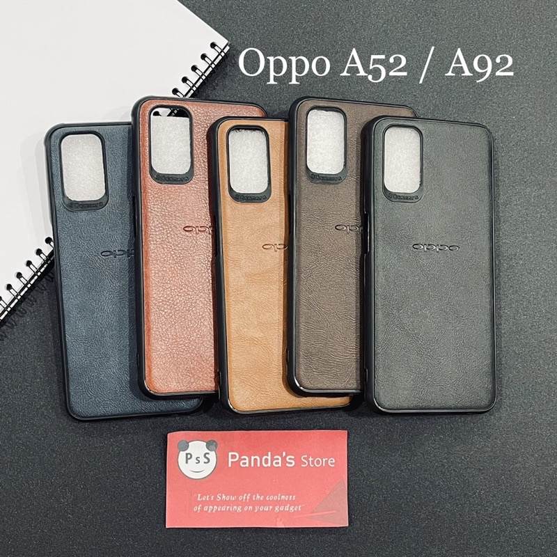 Leather Case Oppo A52 / A92 Softcase Kulit Elegan Casing Slim Fit