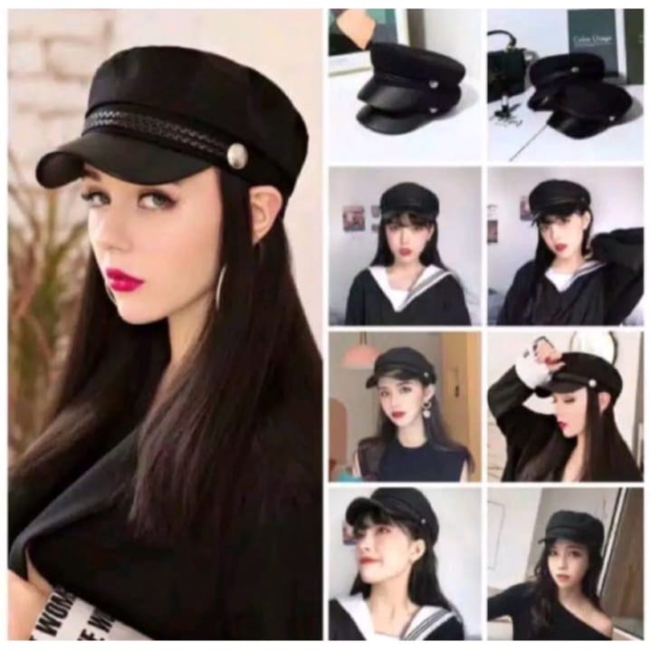 Best seller-Topi Pria wanita terbaru- Sailorman Army-Topi Pelaut- Leather Cap- Cadet Military-topi Ariel-Korean style