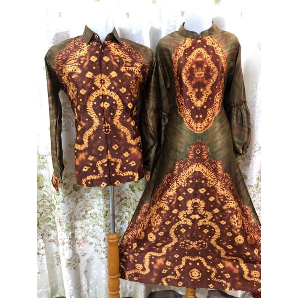 couple gamis jumputan velvet silk