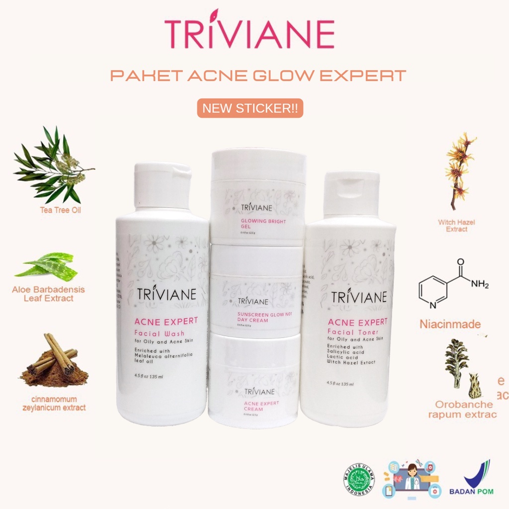 [BPOM] Paket Triviane Acne GLOW Expert Original / Paket Acne Isi 5 by Triviane Natural Skin Clinic