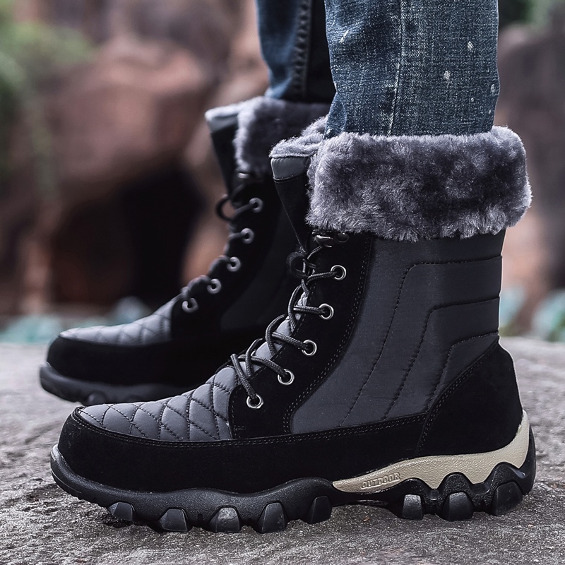 Import Premium Sepatu Pria Musim Dingin Winter Snow Boots Tinggi Hiking Bulu Cowok Dewasa Sepatu Kerja Touring Mendaki Non Slip 227