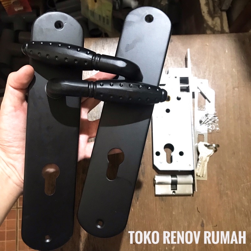 HANDLE PINTU KUNCI RUMAH BESAR HITAM DOFF MINIMALIS (KUALITAS PREMIUM)/ HANDLE PINTU HITAM DOFF/ HAN