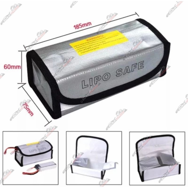 Lipo Safe Bag Fireproof Battery Bag RC Lipo Bag Storage 185*75*60mm