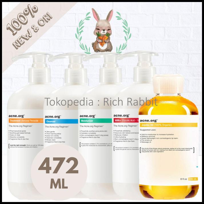 Promo Acne.Org Acne Org Cleanser Moisturizer Treatment Aha+ Jojoba 473 Ml