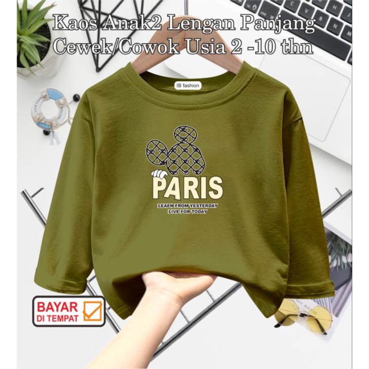 ((IB))KAOS ANAK2 UNISEX PANJANG/PARIS DIGITAL SABLON