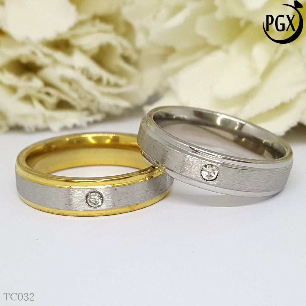 PGX Cincin Titanium Couple Hitam Aksesoris Fashion Perhiasan Anti Karat - TC032