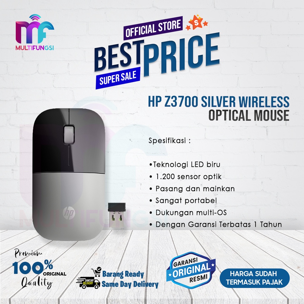 HP Z3700 Silver Wireless Optical Mouse/HPZ3700/ Z 3700 Garansi Resmi