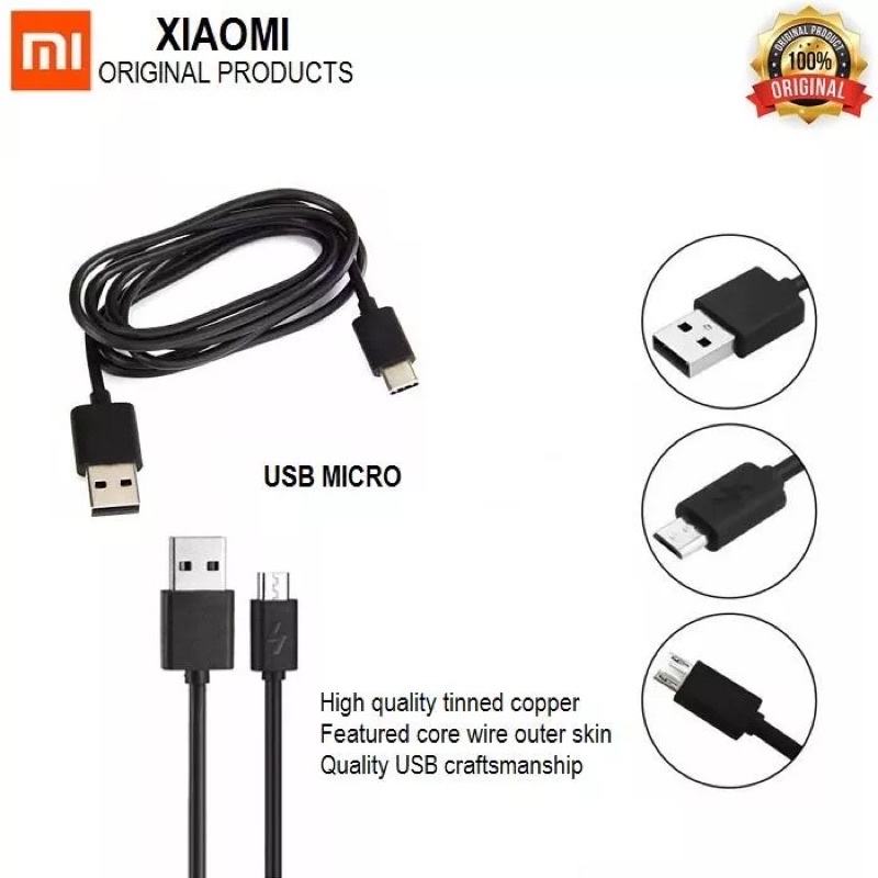 Kabel Data Xiaomi MICRO Usb 2A Fast Charging Redmi 4x 4A 5A 6A 7A 9A 9C 10A Note 3 Note 4 Note 5 [Micro-HITAM]