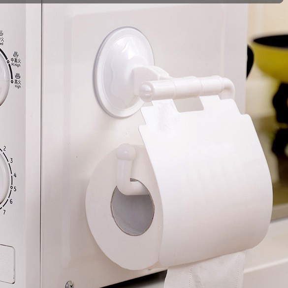 Toilet Roll Holder With Suction Vacum Tanpa Paku Tempat Tissue Gulung