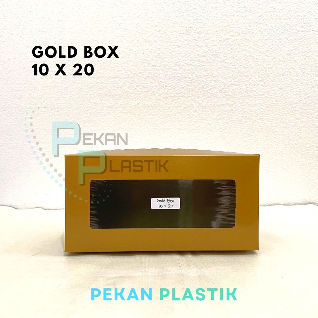 

10 pcs Box Emas 20 x 10 x 7 cm / Mika FujiBox Dus Kue Warna Gold 20x10