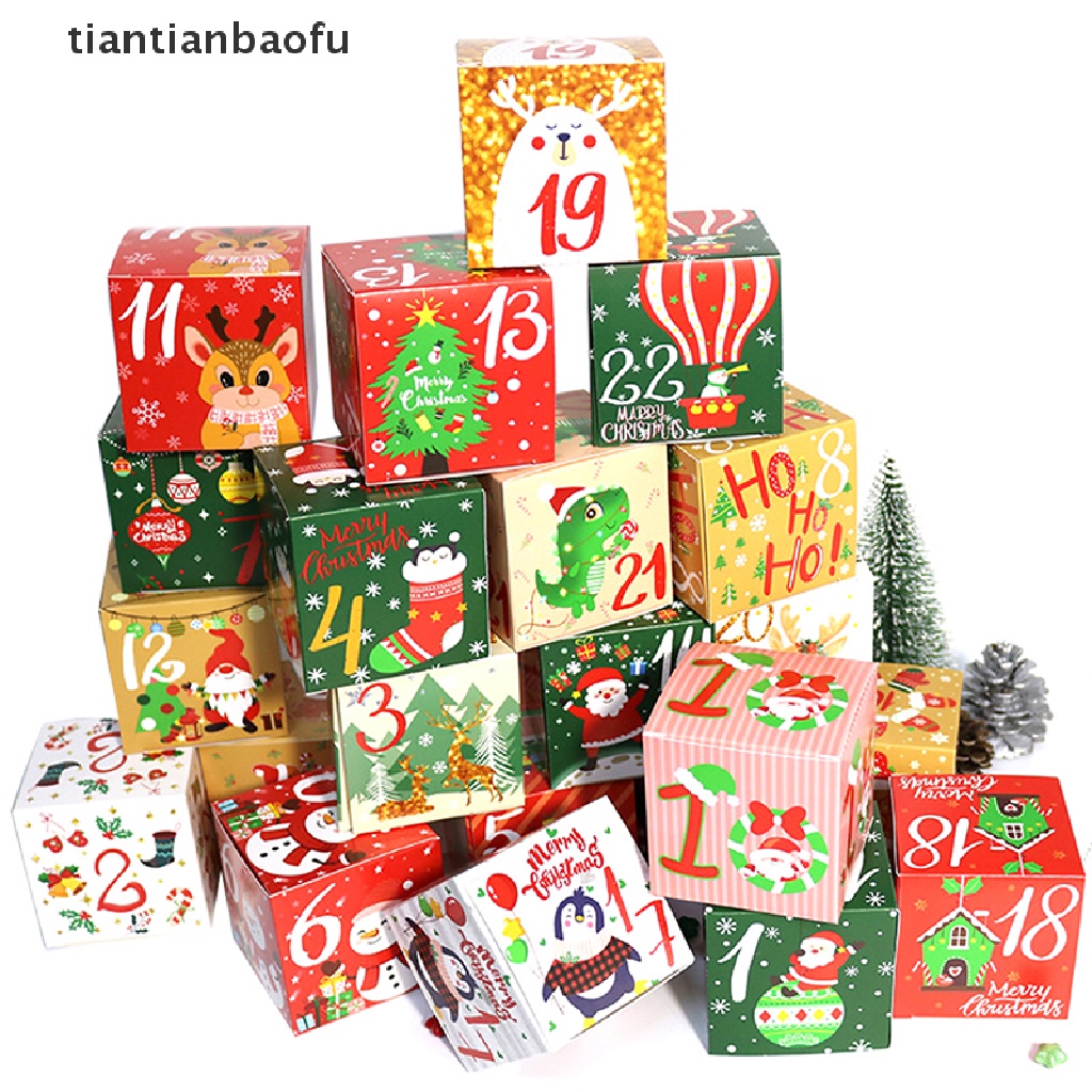 Kotak Kalender Advent 24 Hari Bahan Kertas Untuk Hadiah Anak Dan Keluarga