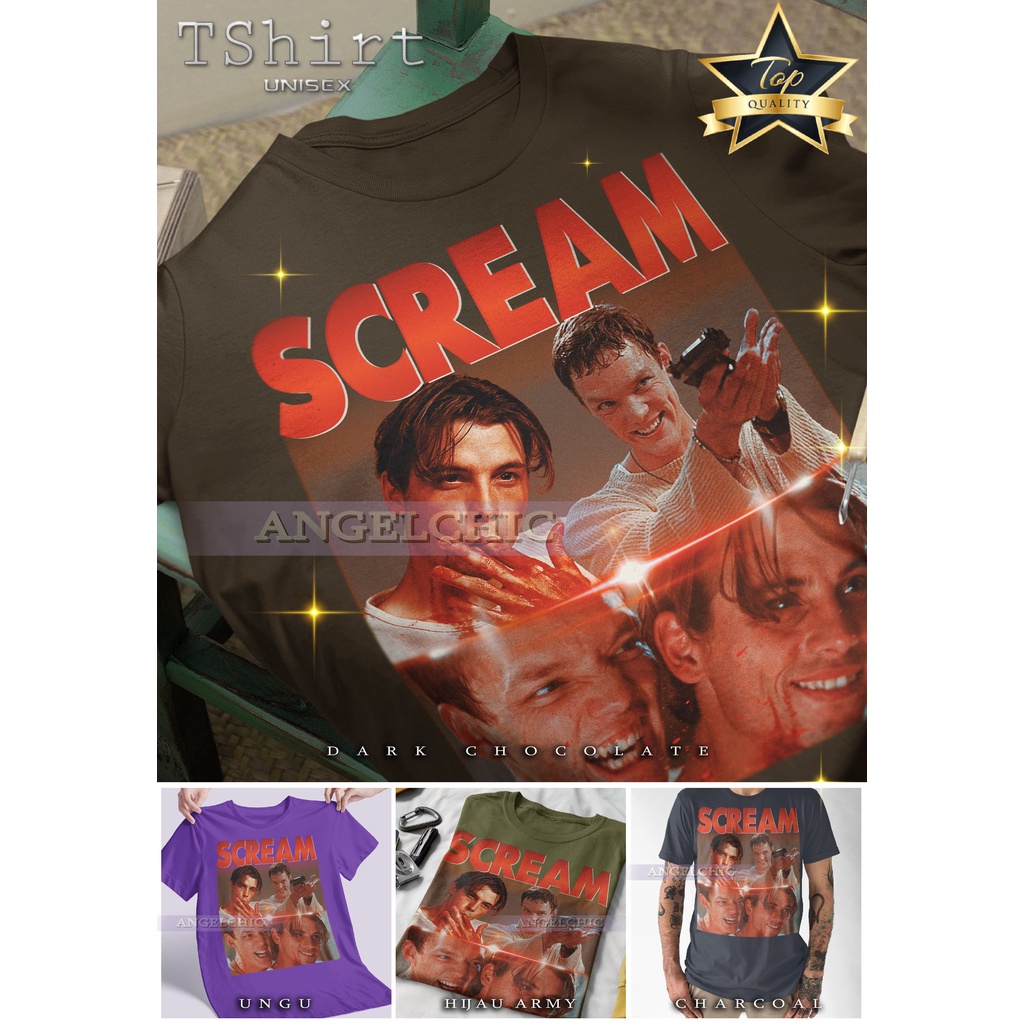 BAJU SCREAM MOVIE Unisex Bootleg Tee Kaos Premium Vintage Retro