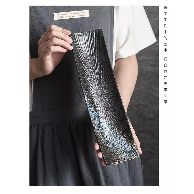 piring saji sushi keramik 12inch / japanese sushi long plate ceramic aesthetic / piring panjang saji makanan snack buah