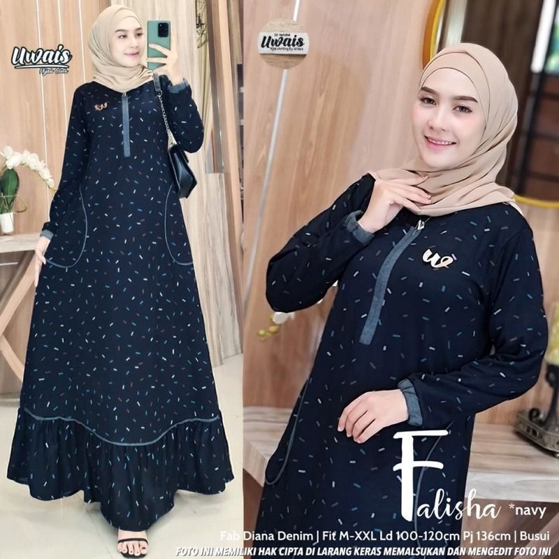 Gamis Diana Denim Premium Falisha Maxy by Mumu Fashion Solo