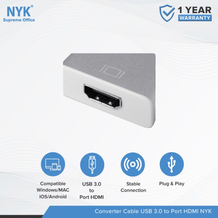 Converter Kabel NYK USB 3.0 to Port HDMI