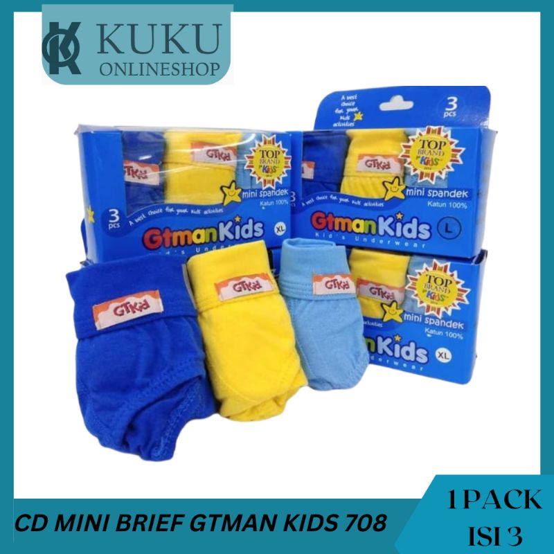 Celana Dalam Anak Laki GTMAN KIDS 708 Mini Spandex Isi 3 | CD GT Man