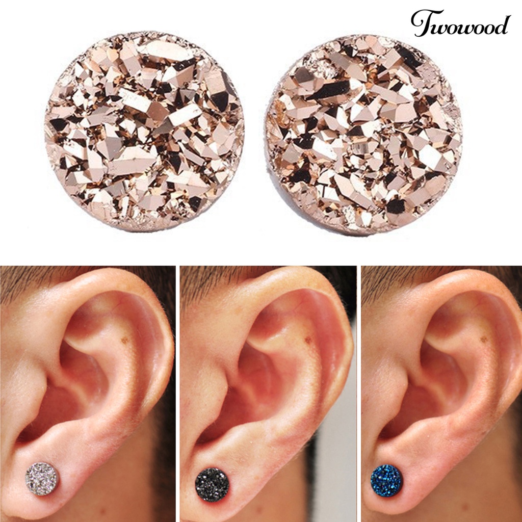 1 Pasang Anting Stud Tanpa Tindik Bentuk Geometris Untuk Pria Dan Wanita