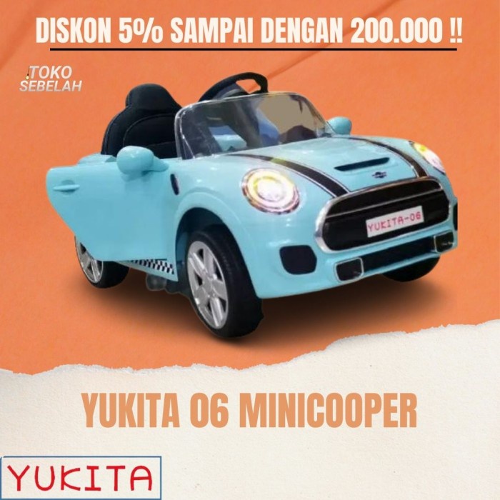 Mainan Anak Mobil Aki Mini Cooper Yukita DLS 06 - Biru