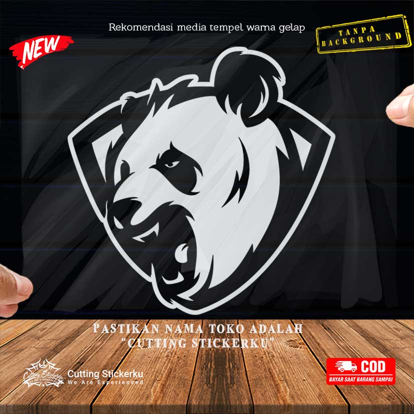 Cutting Stiker Panda Logos  Variasi Motor Mobil Sticker Bear Beruang Timbul Keren Nyala Dasbor Spakbor Visor Body Kaca Helm Laptop Hologram Reflective Tahan Air Bodi Samping Scoopy Vario Beat NMAX PCX Vespa Aesthetic Windshield