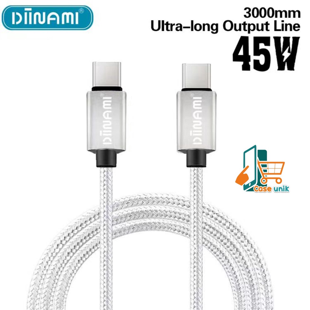 Kabel Type C to Type C Original DIINAMI  Fast Charging DM-015 Power Delivery 45W 3A Support Macbook note 10 note 20 s21 s22 s20 z flip 2 z flip 3 z flip 4 z fold 2 z fold 3 z fold 4  CS4957