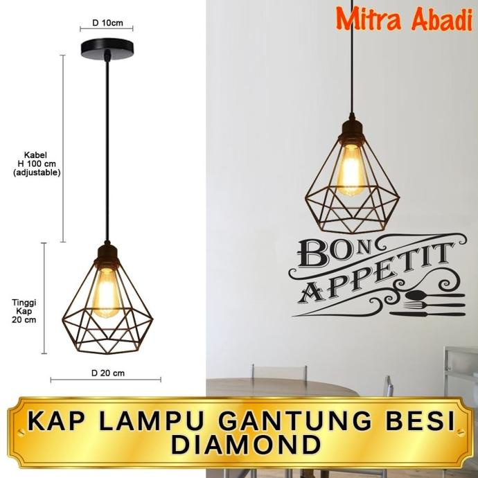 Jual Kap Lampu Gantung Besi Diamond Cafe Vintage Edison Shopee Indonesia