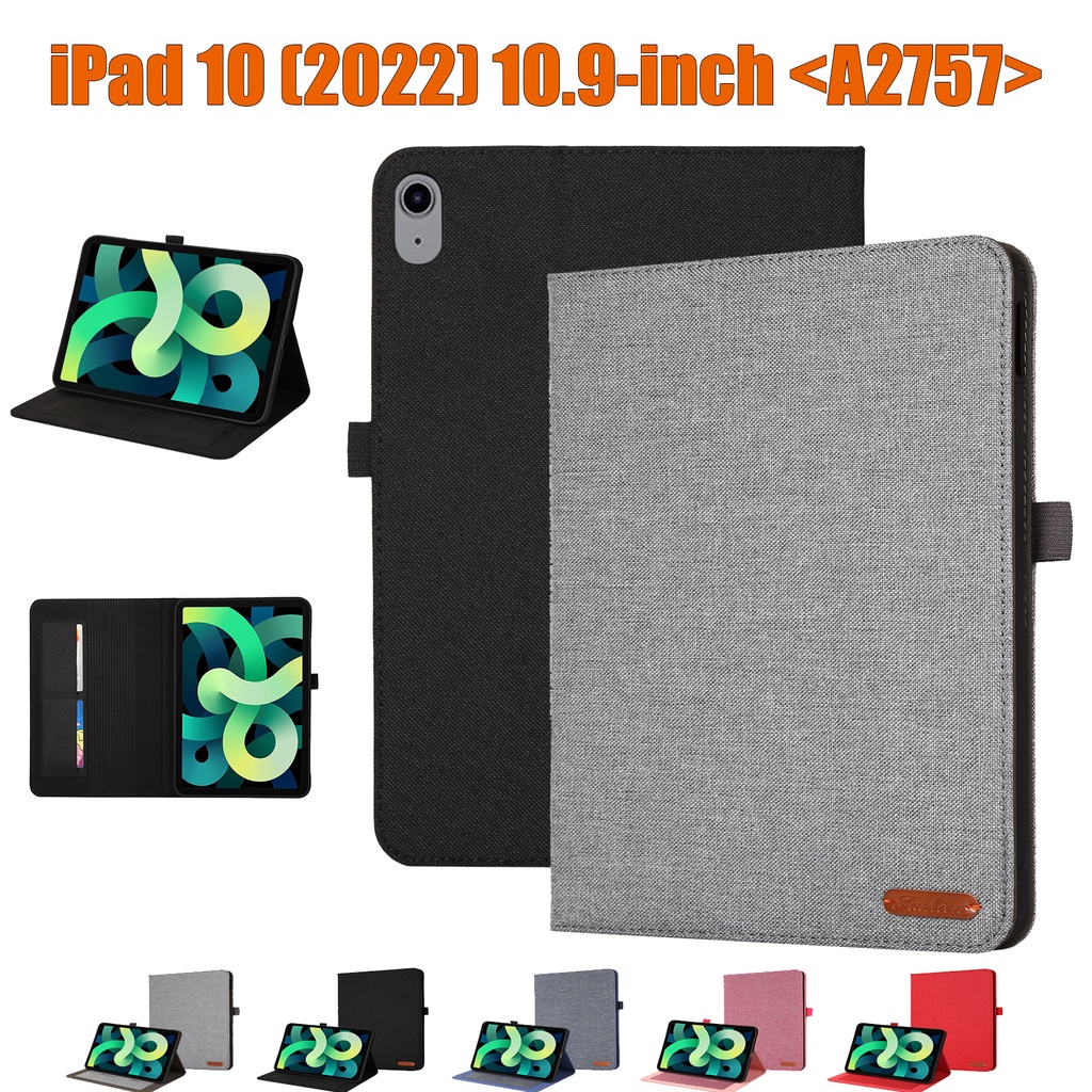 Flip Case Dompet Kulit Tekstur Anyaman Cover iPad 10 (2022) 10.9 &quot;Gen 10.9&quot; A2757 A2777