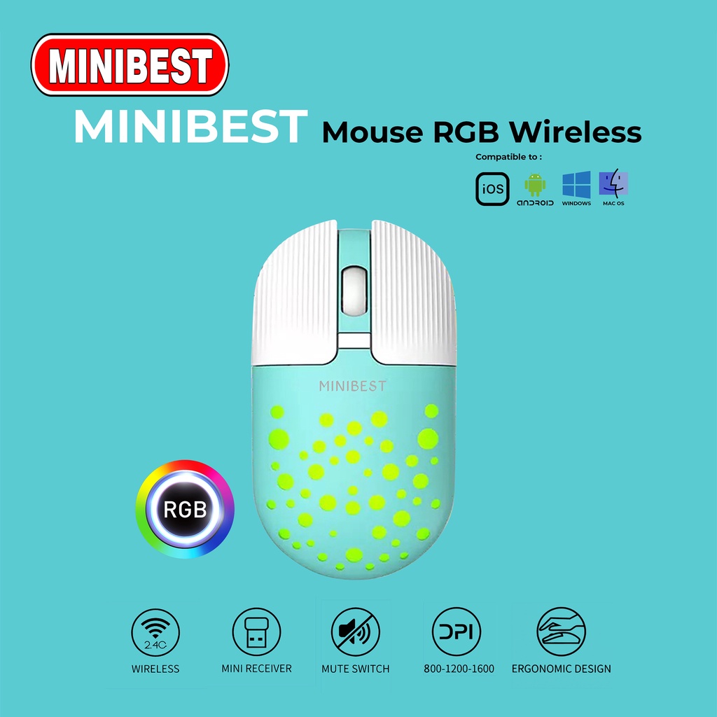 [MB] MN-B398 Tosca Mouse Wireless Bluetooth 1600DPI dengan Receiver USB untuk PC Laptop