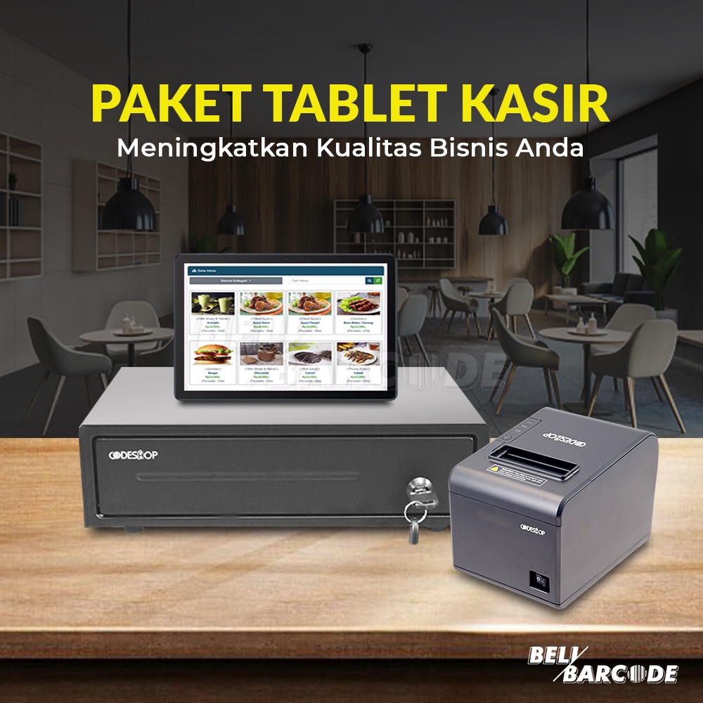 Paket Kasir Tablet Printer Cash Drawer Siap Pakai Codeshop