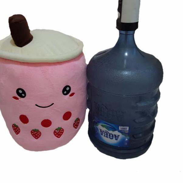 Boneka boba JUMBO milk tea brown sugar ukuran jumbo bahan yelvo SNI - PiNk LED