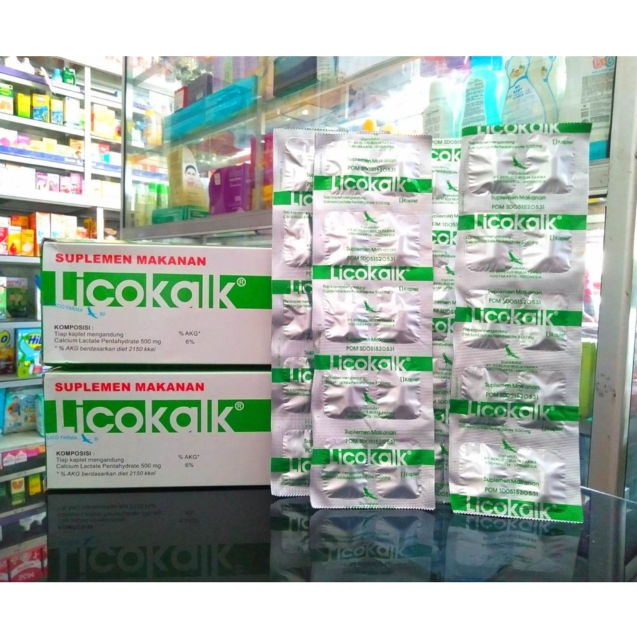 LICOKALK Lico kalk calcium lactate @1Strip @10Kaplet