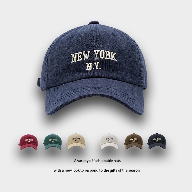 Topi Baseball Motif Bordir NEW YORK Untuk Pria Dan Wanita Topi baseball Gaya retro Kasual Untuk Pasangan