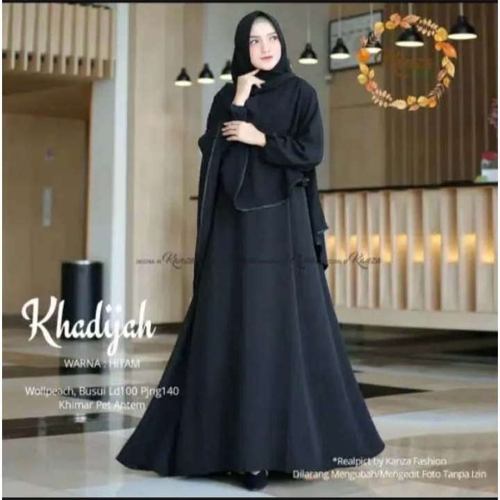 annas_collection Baju Gamis Khadijah Set Jilbab Syar'i Gamis Syari Jumbo  Fit to M L XL XXL 3XL  COD