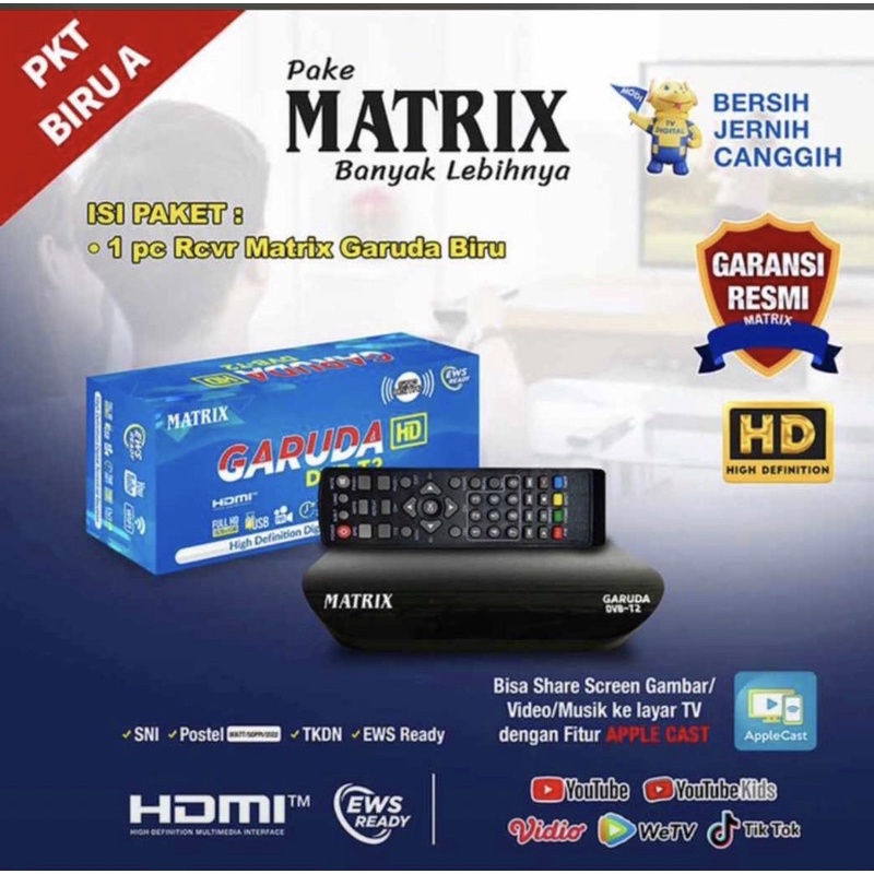 Set Top Box Tv Digital Matrix DVB T2 Apple HD EWS / set top box dvb t2 / set box tv digital / box tv digital / set top box tv tabung / stb dvb t2 / setop box tv digital / set up box tv digital / stb matrix / set top box matrix