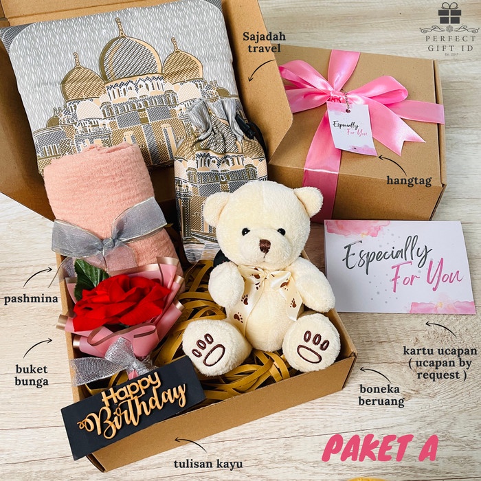

(COD) HAMPERS PASHMINA Kado Ulang Tahun Hadiah Ultah Kado Anniversary - Paket A, Happy Birthday