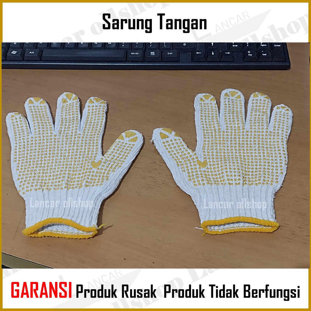 Sarung Tangan Rajut Bintik Kuning / Sarung Tangan Bintik Benang 5 / Sarung Tangan Safety Proyek Tukang