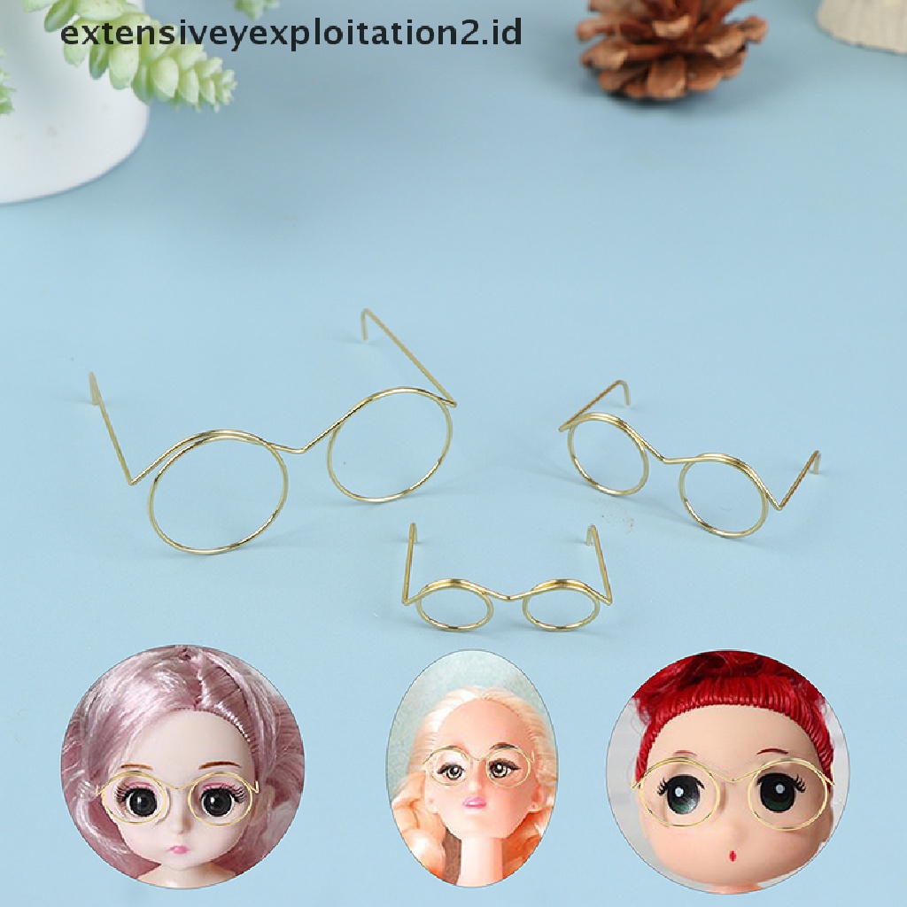 5 / 10Pcs Kacamata Frame Bulat Tanpa Lensa Gaya Retro Untuk Boneka 9 / 25 / 30cm