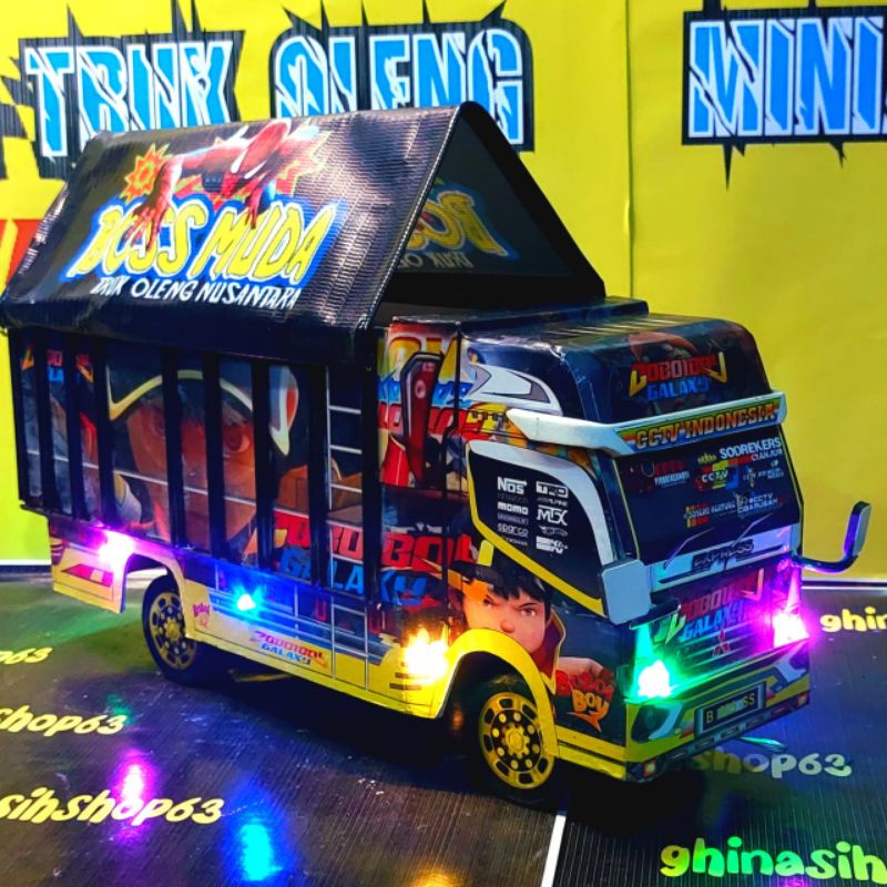 TRUK OLENG MINIATUR TRUK TELOLET BASURI 15 NADA MAINAN ANAK OLENG full LAMPU DAN TERPAL