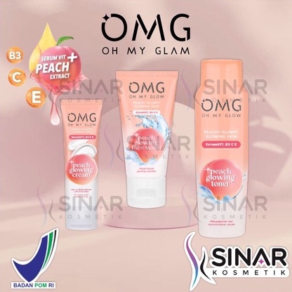 ✦SINAR✦OMG Oh My Glow Peach Glowing Series Face Wash - Toner - Day Cream - Night Cream