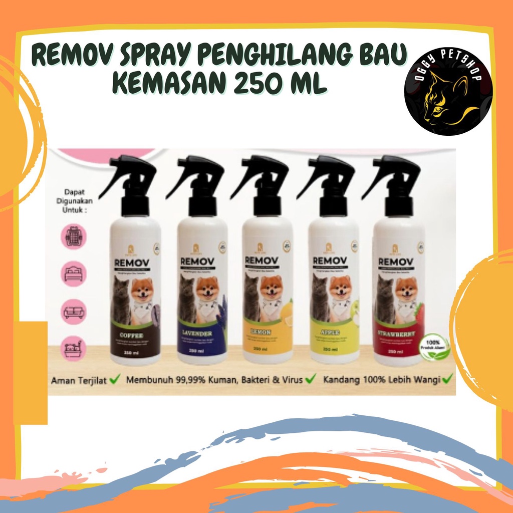 Penghilang Bau Hewan dan Kandang REMOV SPRAY VARIAN WANGI 250 mL