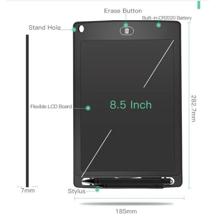 LCD Writing Tablet 8.5 Inch | Drawing Pad | Papan Tulis Anak - PTA2