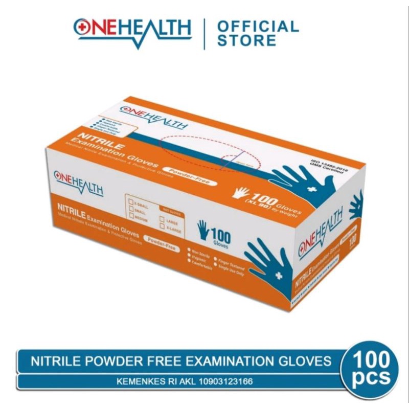 Sarung Tangan Biru Nitrile Powder Free Onehealth (Per BOX)