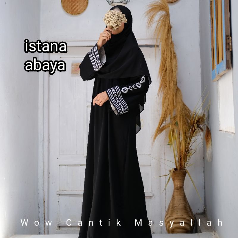 abaya bordir tangan Dubai begitu elegan terbaru dari istana abaya, Minimalis &amp; Cantik bgt !!!