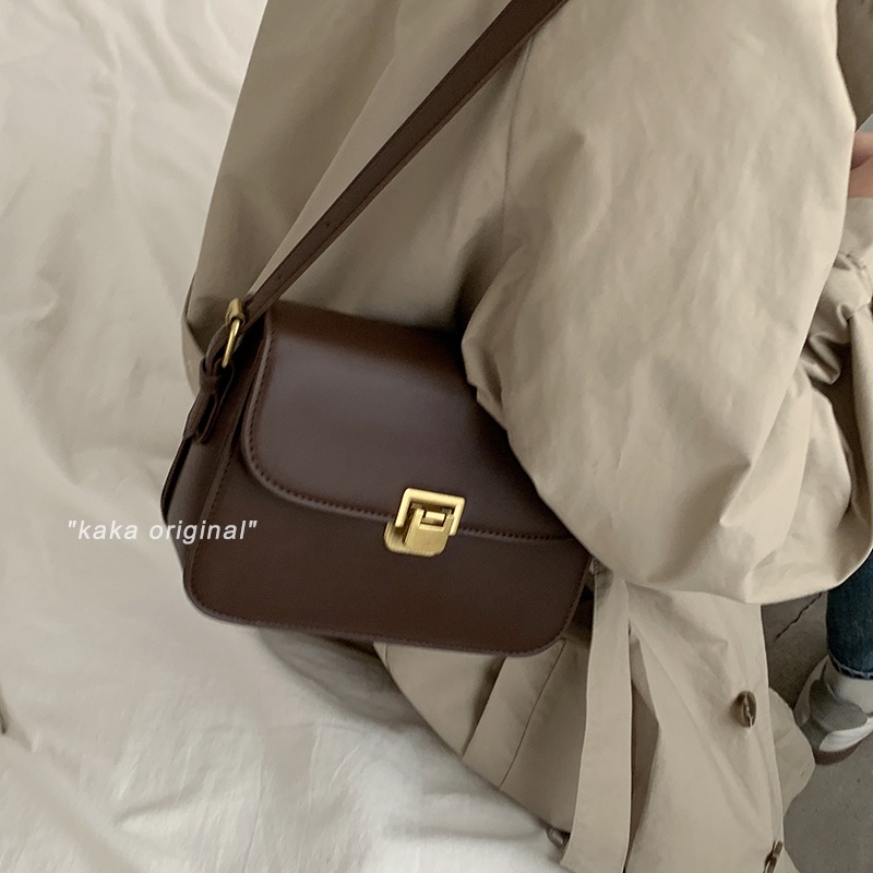 Suhao French niche tas ketiak wanita 2021 baru fashion trendi retro tas persegi kecil high-end tas messenger gaya asing