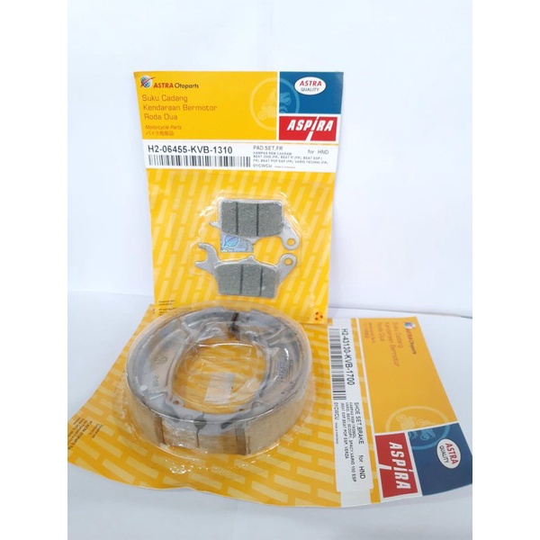 PAKET KAMPAS REM DEPAN BELAKANG ALL MATIC HONDA VARIO,BEAT & SCOOPY (ASPIRA 100% ORIGINAL PT.ASTRA O